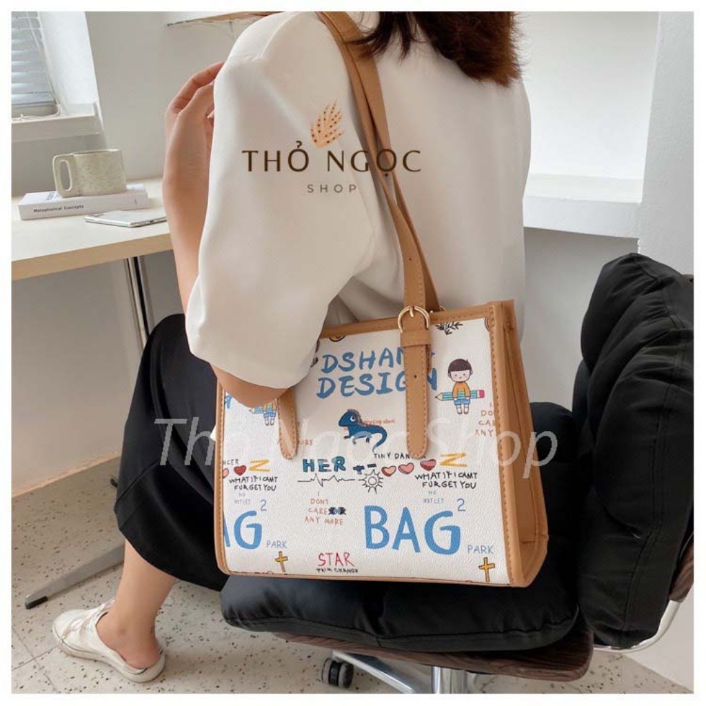 Túi Xách Nữ Đeo Vai ❤FreeShip❤ Túi Đeo Vai Nữ Phối Họa Tiết Cực Đẹp Chất Da Tự Nhiên Size 28