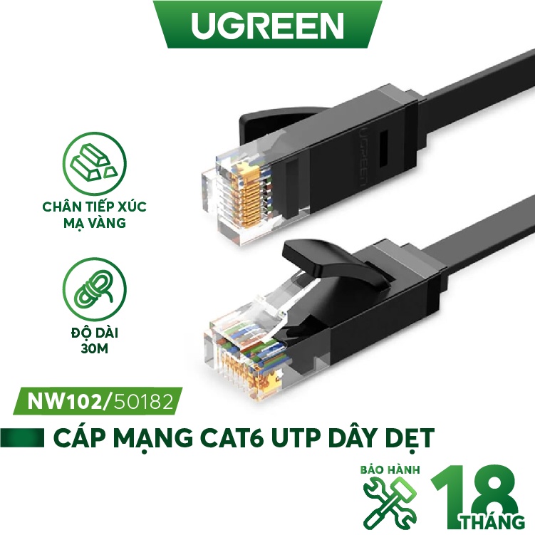 Cáp mạng Cat6 UTP UGREEN NW102 - Hàng phân phối chính hãng - Bảo hành 18 tháng