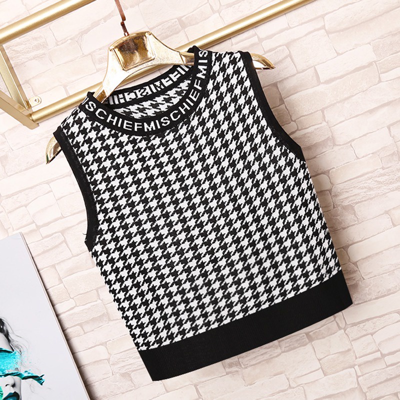 Áo croptop sát nách hoạ tiết in phong cách Retro Hàn Quốc cho nữ