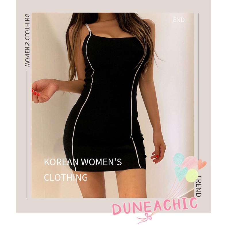 DUNEA Đầm Hai Dây Hở Lưng Ôm Dáng Gợi Cảm Dành Cho Nữ