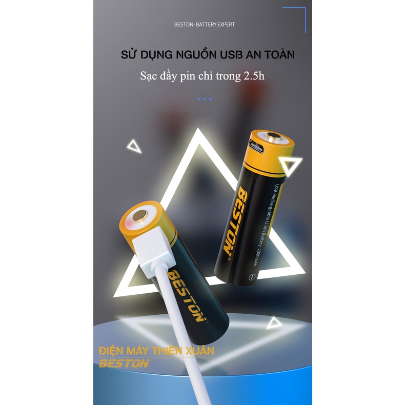 Pin Sạc 1.5V AA AAA (2A, 3A) Beston dùng cho remote, máy đo huyết áp, chuột vi tính, micro, đồng hồ, đô chơi, khóa cửa
