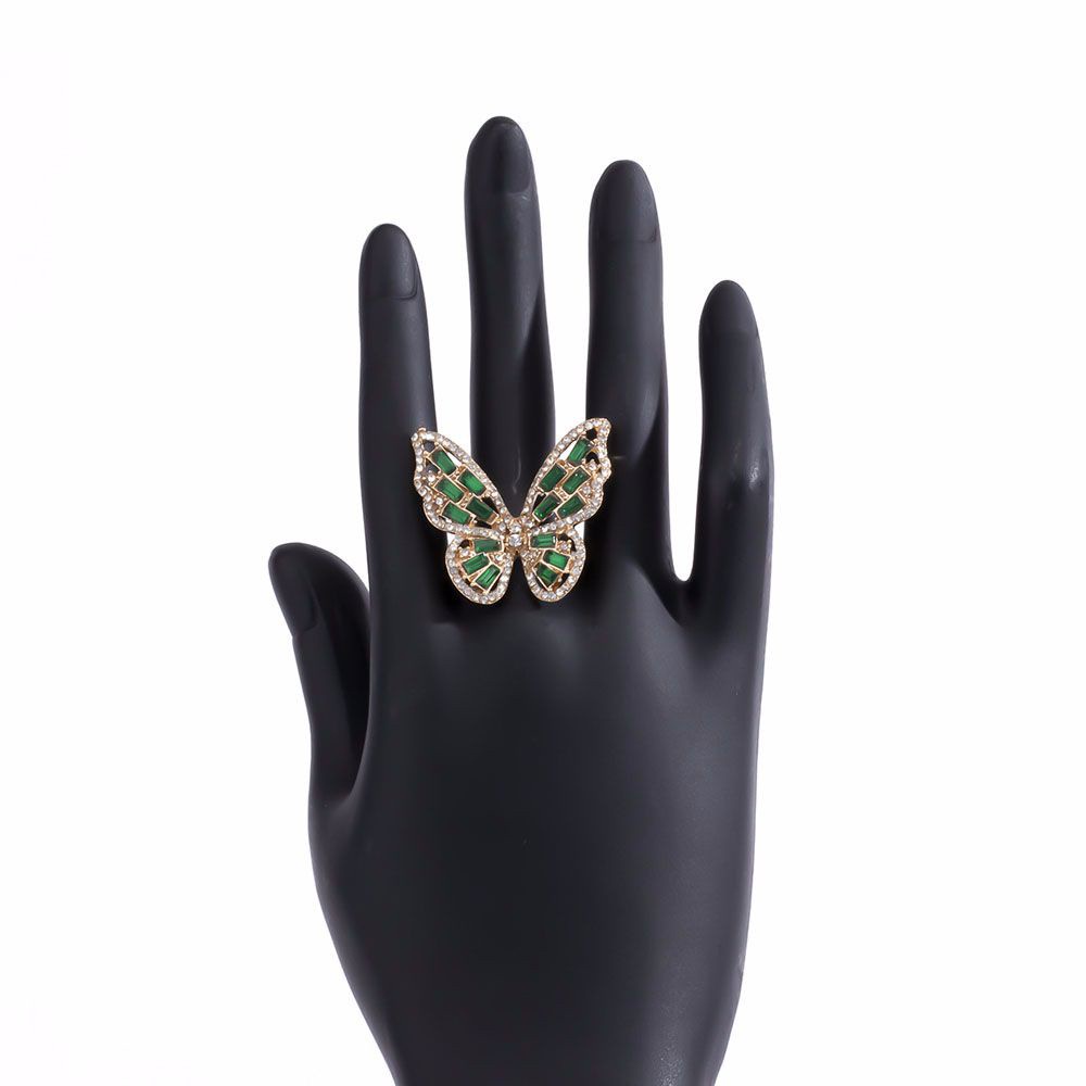 Nhẫn hình bướm đính đá kim cương nhiều màu phong cách sang trọng thời trang Hàn Quốc cho nữ