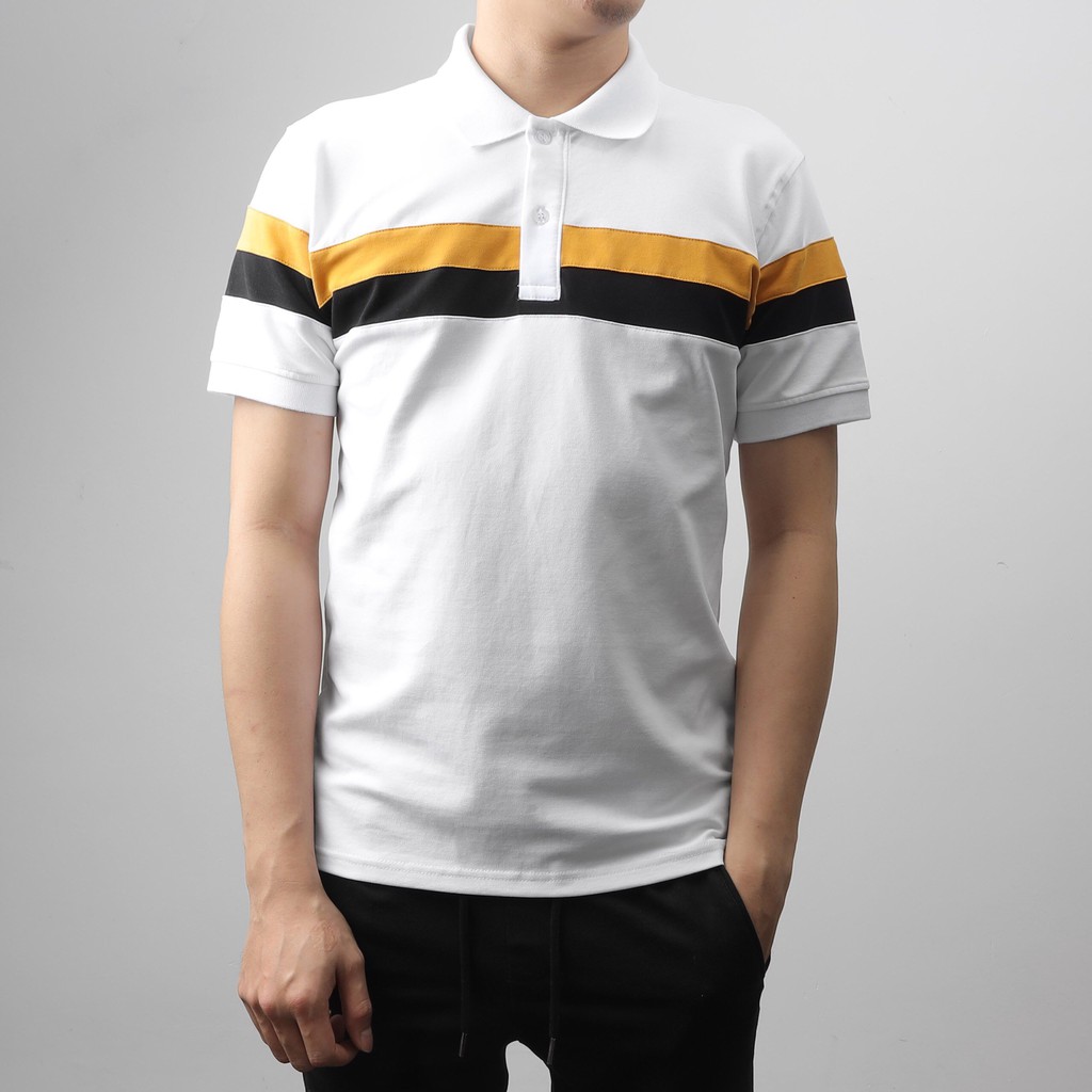 Áo thun polo nam phối sọc ngang vải cotton thiết kế sang trọng DILANO APD04 | BigBuy360 - bigbuy360.vn