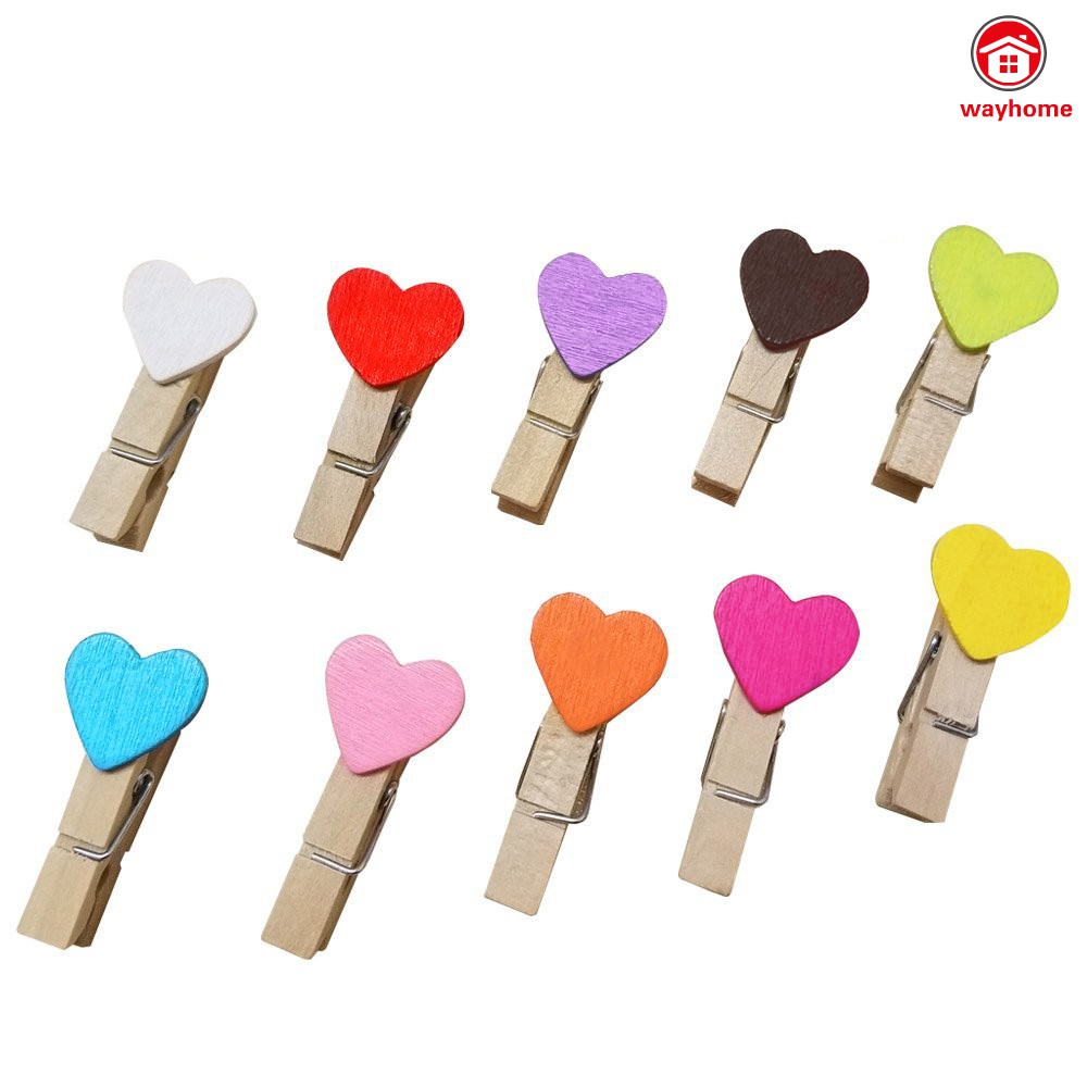 Bộ 10 Kẹp Gỗ Hình Trái Tim Thời Trang