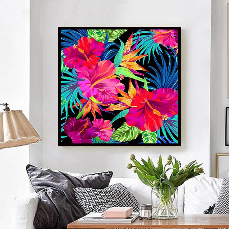 Bộ Dụng Cụ Làm Tranh Đính Đá Họa Tiết Hoa Độc Đáo Kích Thước 30x30cm Diy Dùng Trang Trí