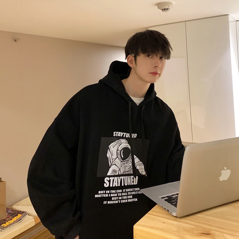 Áo khoác hoodie tay dài dáng rộng thời trang mùa thu cho nam giới