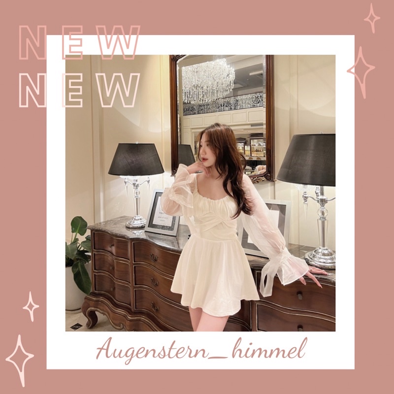 Áo voan bóng kính blink blink tay nơ điệu đà tiểu thư