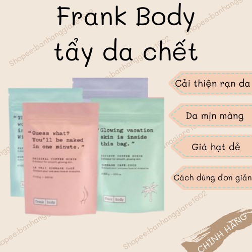 [ Có săn ]Frank Body Bột cà phê tẩy da chết 200gr (bill Mỹ)