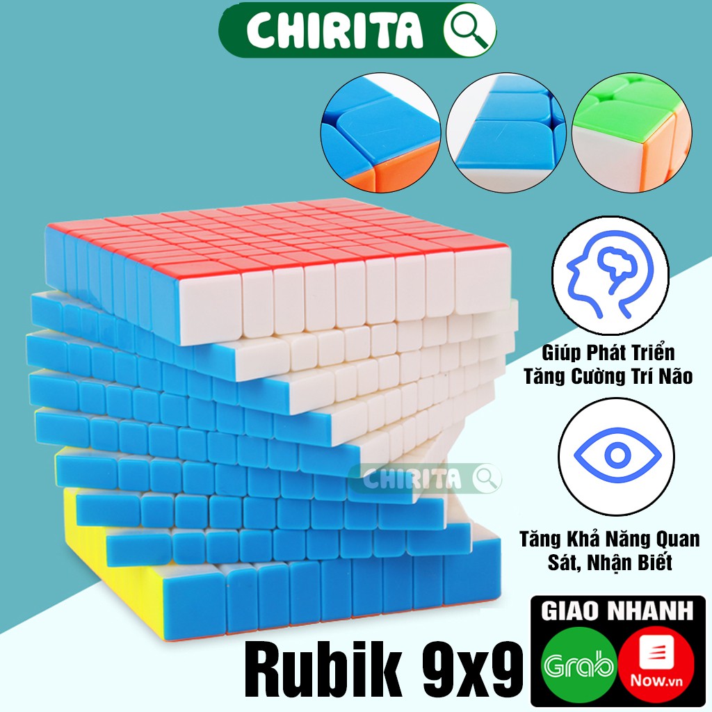 RUBIK 9x9 Không Viền LOẠI TỐT Xoay Tốc Độ - Đồ Chơi Trẻ Em CHIRITA (Shop có bán Rubik 3x3,..)