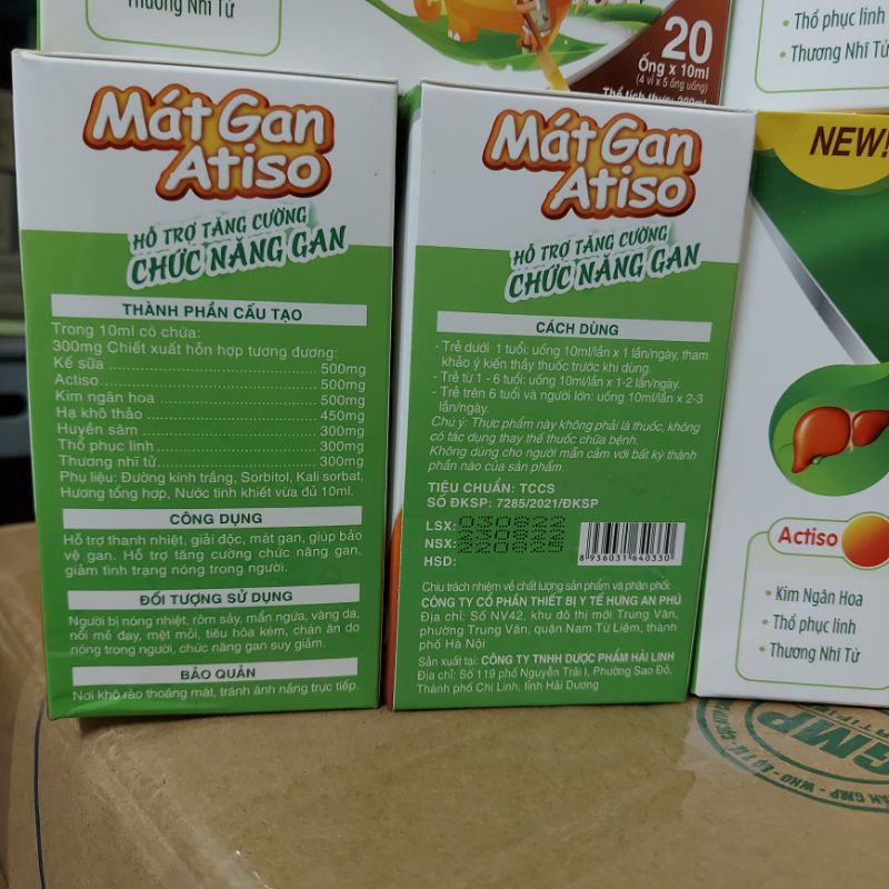 Siro Mát gan Atiso - Giúp giải độc gan, thanh nhiệt mát gan cho bé hộp 20 ống