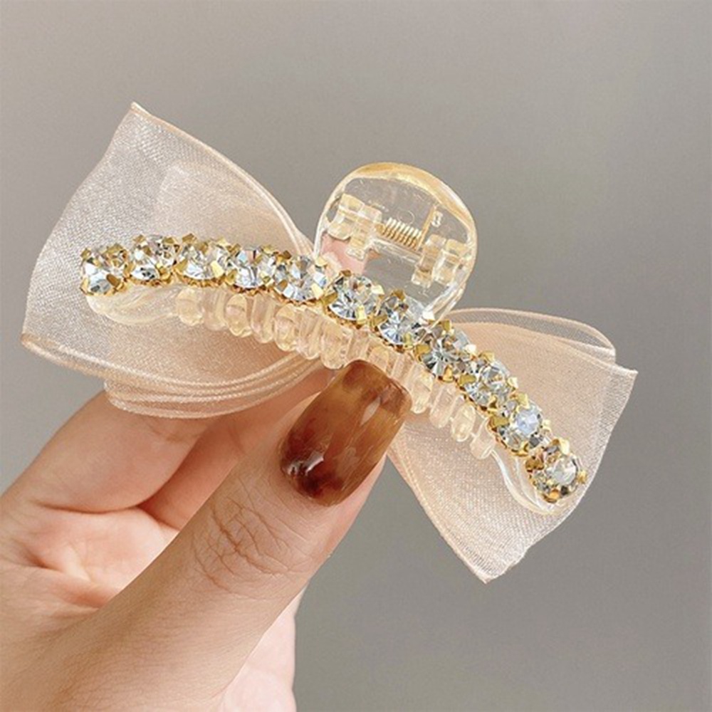 Kẹp Tóc Nơ Đính Đá Toàn Diện 1 Cái Phong Cách retro Thanh Lịch Cho Nữ