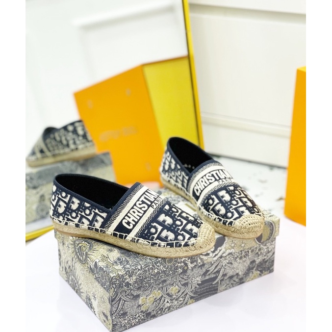 Giày slip on jadior thổ cẩm đế cói fullbox