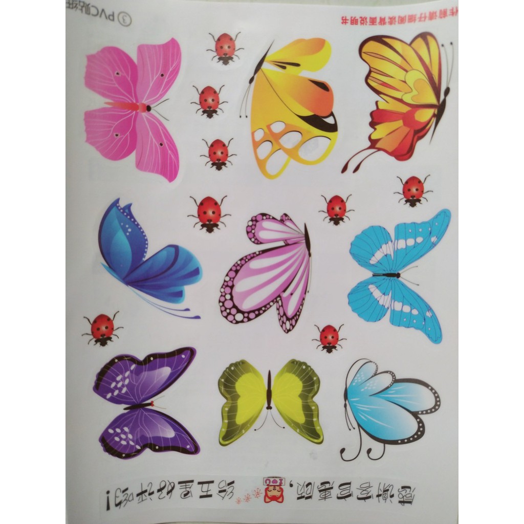 Bộ 9 Sticker con bướm dán kính dán tường trang trí