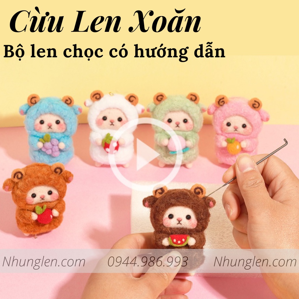 Bộ len chọc Cừu Bé Cưng Đơn Giản Siêu Dễ và Rẻ với LEN XOĂN siêu xịn và đẹp - Needle felting sheep, quà tặng ý nghĩa