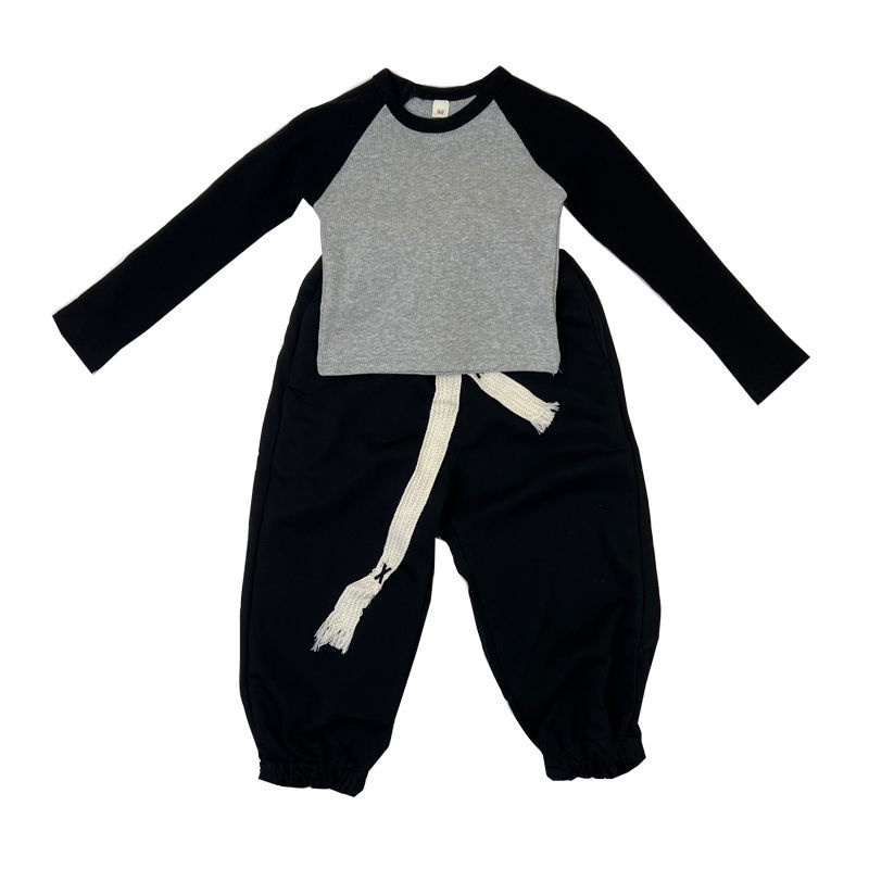 Bộ Đồ Thể Thao 2 Món Bằng Vải Cotton Màu Sắc Tương Phản Thời Trang Xuân Thu 2022 Cho Bé Gái