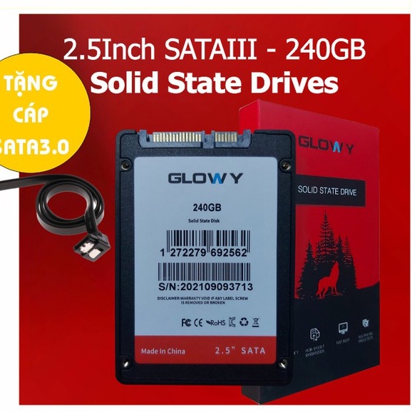 [Mã 44ELSALE2 giảm 7% đơn 300K] Ổ cứng SSD GLOWY 240GB – CHÍNH HÃNG – Bảo hành 3 năm – Tặng cáp dữ liệu Sata 3.0 !!!