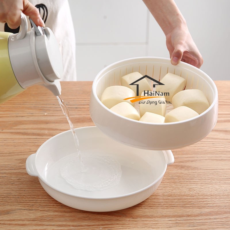 [HÀNG HÓT] Lồng Hấp Thức Ăn Cao Cấp Dùng Cho Lò Vi Sóng Nồi Hấp Nhựa Chịu Nhiệt Nồi Hấp 3 Chi Tiết 4.9