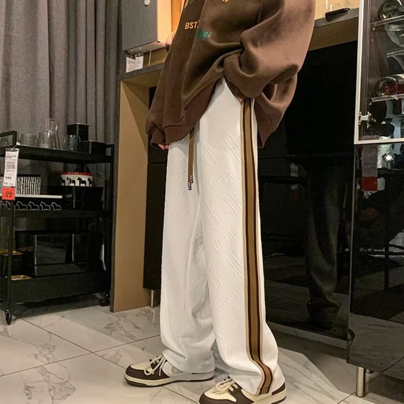 Quần Dài Dáng Rộng Họa Tiết Kẻ Sọc Phong Cách Hàn Quốc Thời Trang Xuân Thu Mới Cho Nam Size M-3XL