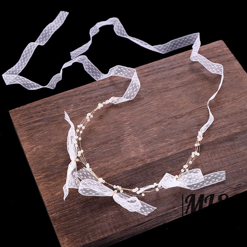 Set cài tóc + đôi bông tai dáng dài thắt nơ đính ngọc trai giả xinh xắn cho nữ