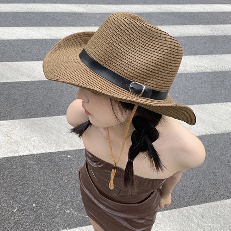 Mũ Rơm Cao Bồi Phối Dây Thép Có Thể Gập Lại Phong Cách Cao Bồi Anh Quốc Cho Nam Và Nữ