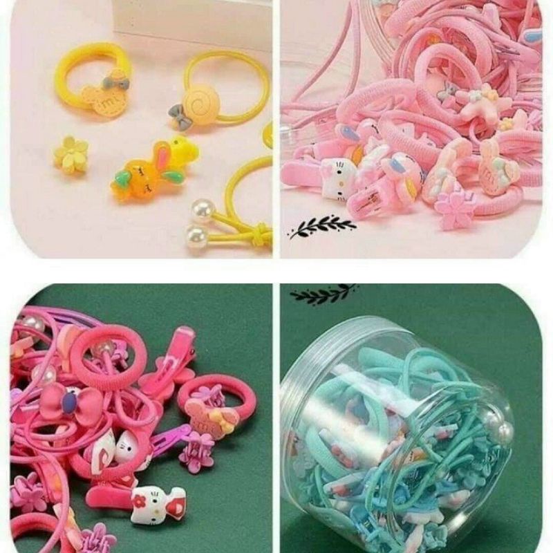 Chun buộc tócGIADUNGTONGKHO1Hộp chun tóc và kẹp tóc 15 chi tiết hình thỏ cho bé