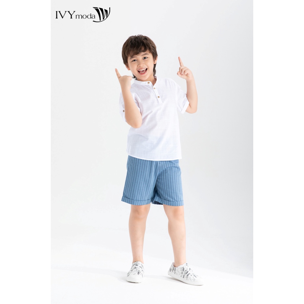 Áo linen cổ tàu trụ bé trai IVY moda MS 16K1380