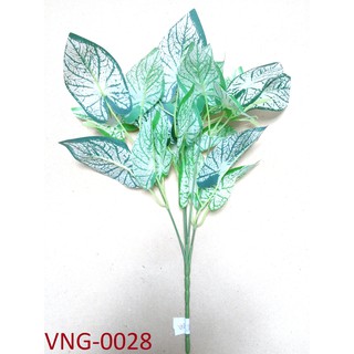Cây giả trang trí - Cây môn trắng giả, cao 30cm, 5 nhánh lá - VNG-0028 (chưa bao gồm chậu)