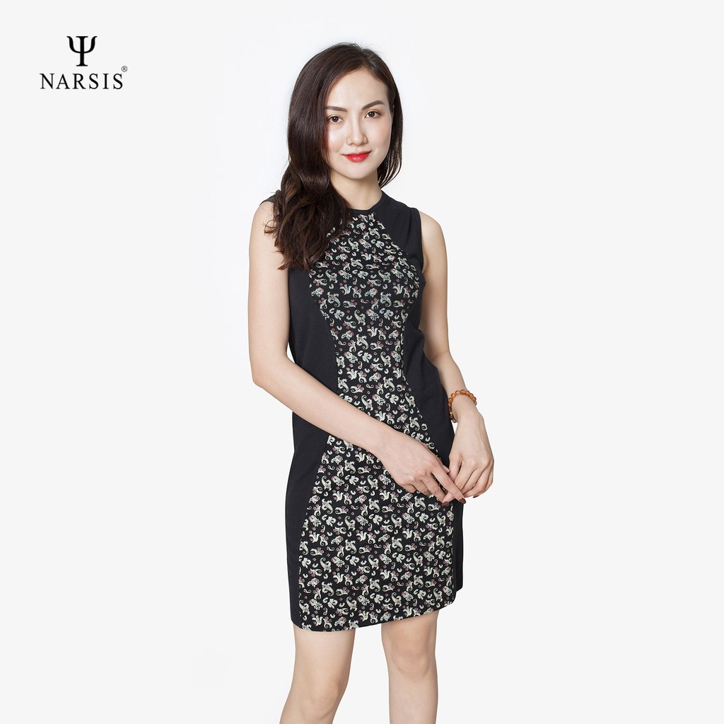 Váy nữ Narsis NEW1277 màu đen hoa