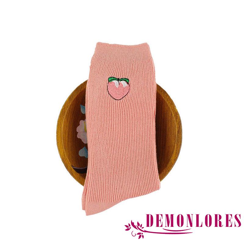 Vớ Dệt Kim Cổ Cao Co Giãn Thêu Họa Tiết Trái Cây Dễ Thương Thời Trang Mùa Đông Cho Nữ