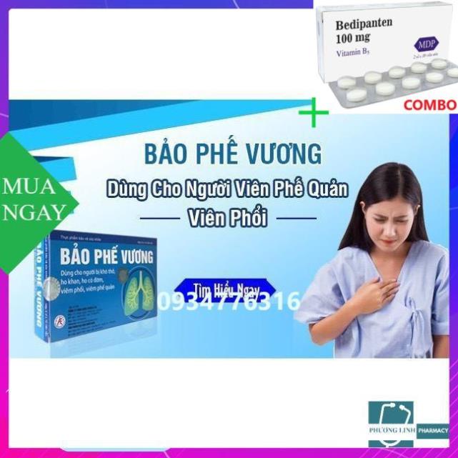 Combo Bedipanten 100mg +  Bảo Phế Vương dành cho người khó thở, viêm phổi, viêm phế quản, hộp 20 viên