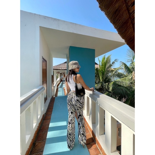 Rosa pants lưng thun thắt nơ dáng dài hoạ tiết vằn lạ mắt FRESHY