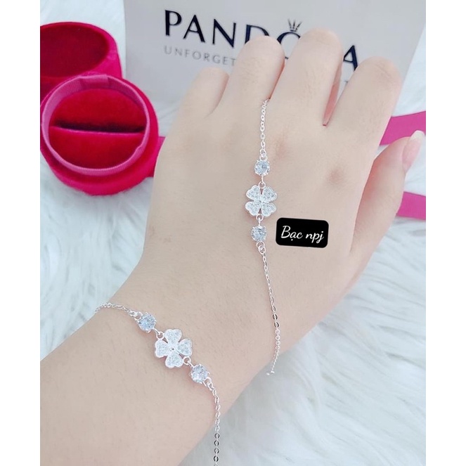 Lắc tay 4 lá BNP 2 chấm đá may mắn , đơn giản cho nữ