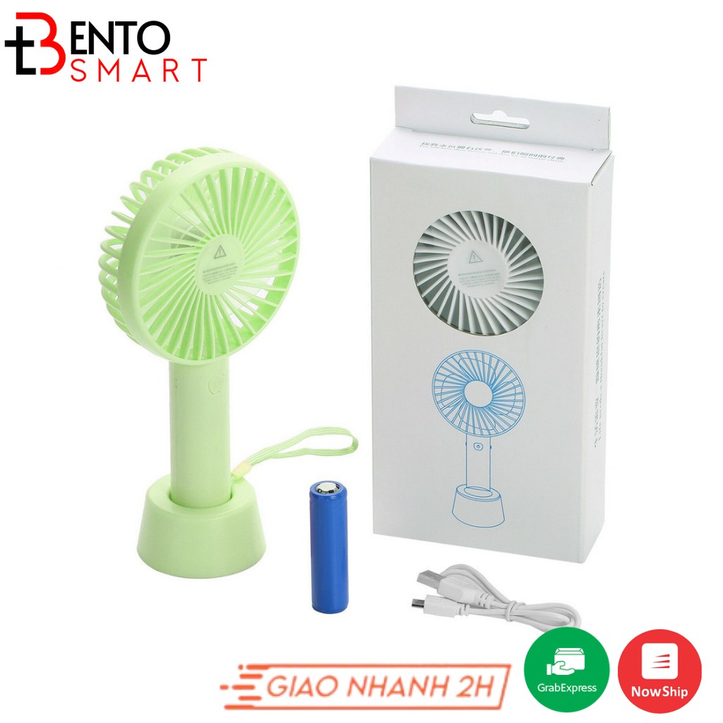 Quạt Mini Cầm Tay 4 Cánh 3 Tốc Độ Gió Có Đế Để Bàn Kèm Pin Sạc - Quạt Để Bàn Mini