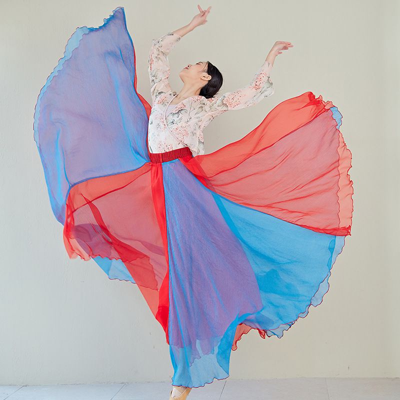 Chân Váy Xòe Chiffon Dài 14m Phong Cách Dân Tộc Retro Cho Nữ