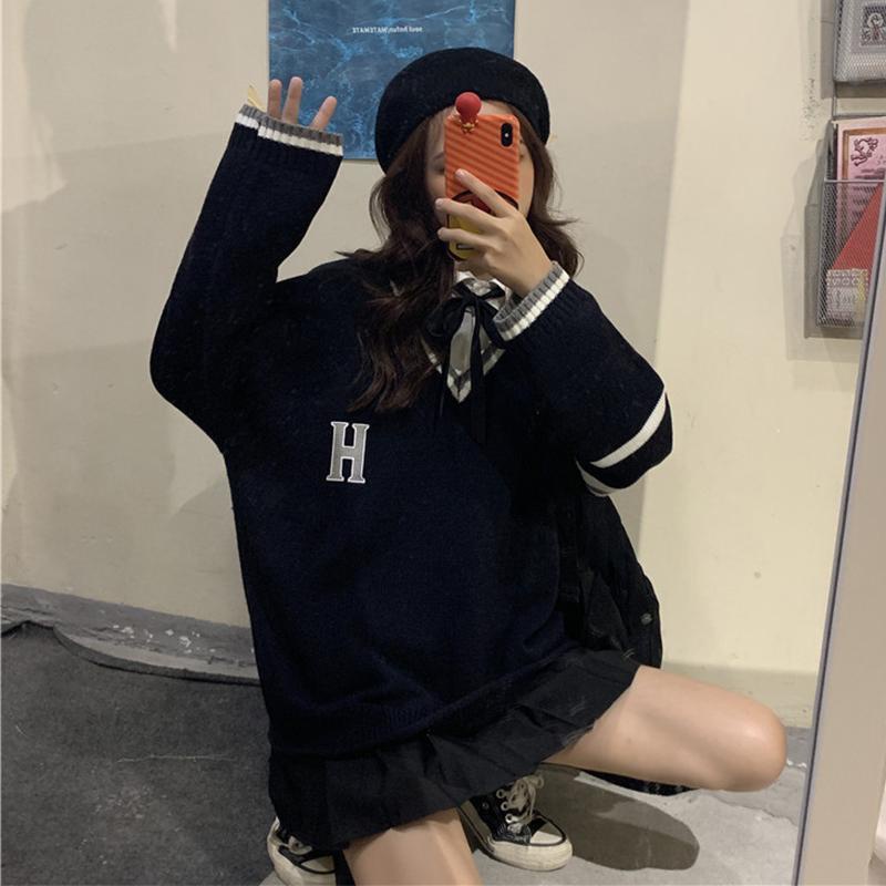 Áo len tay dài cổ chữ v form rộng thiết kế ngọt ngào thời trang dành cho nữ