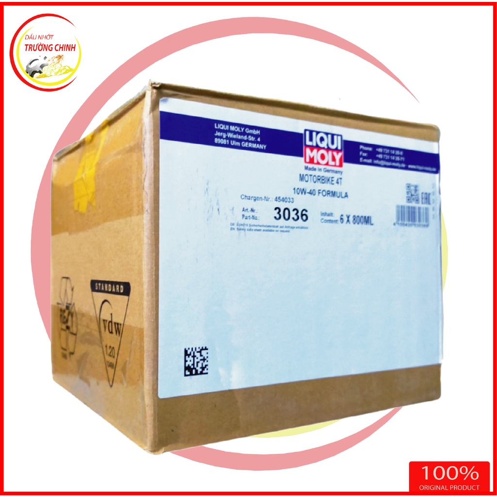 Thùng 6 bình Liqui Motorbike Formula 10W40 Bán tổng hợp dành cho xe số 800ML