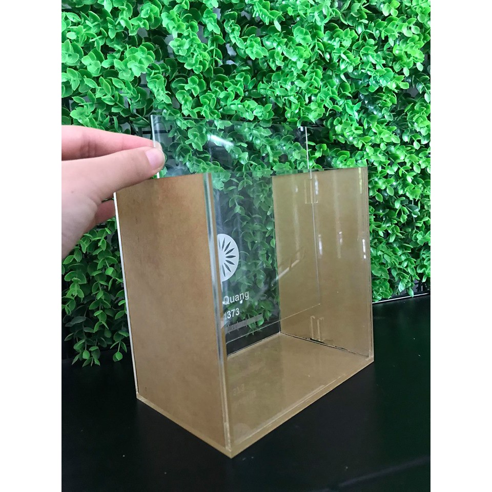 Hồ show cá 2 ngăn acrylic 15x12x17cm siêu trong cao cấp / bể show cá; keo show cá guppy, betta