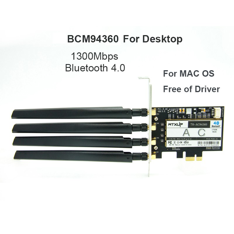 Card Mạng Không Dây 867mbps Bluetooth 4.0 Cho Intel 802.11ac Pci