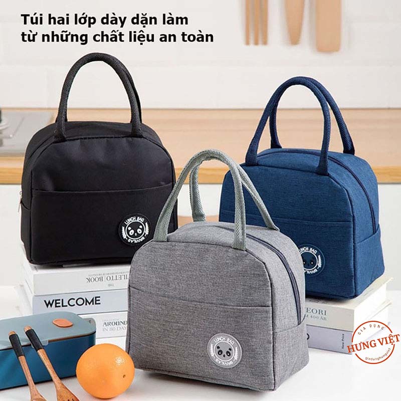 Túi đựng hộp cơm/Lunchbag giữ nhiệt cao cấp, họa tiết TRƠN, chống thấm nước [TÚI GIỮ NHIỆT TRƠN]