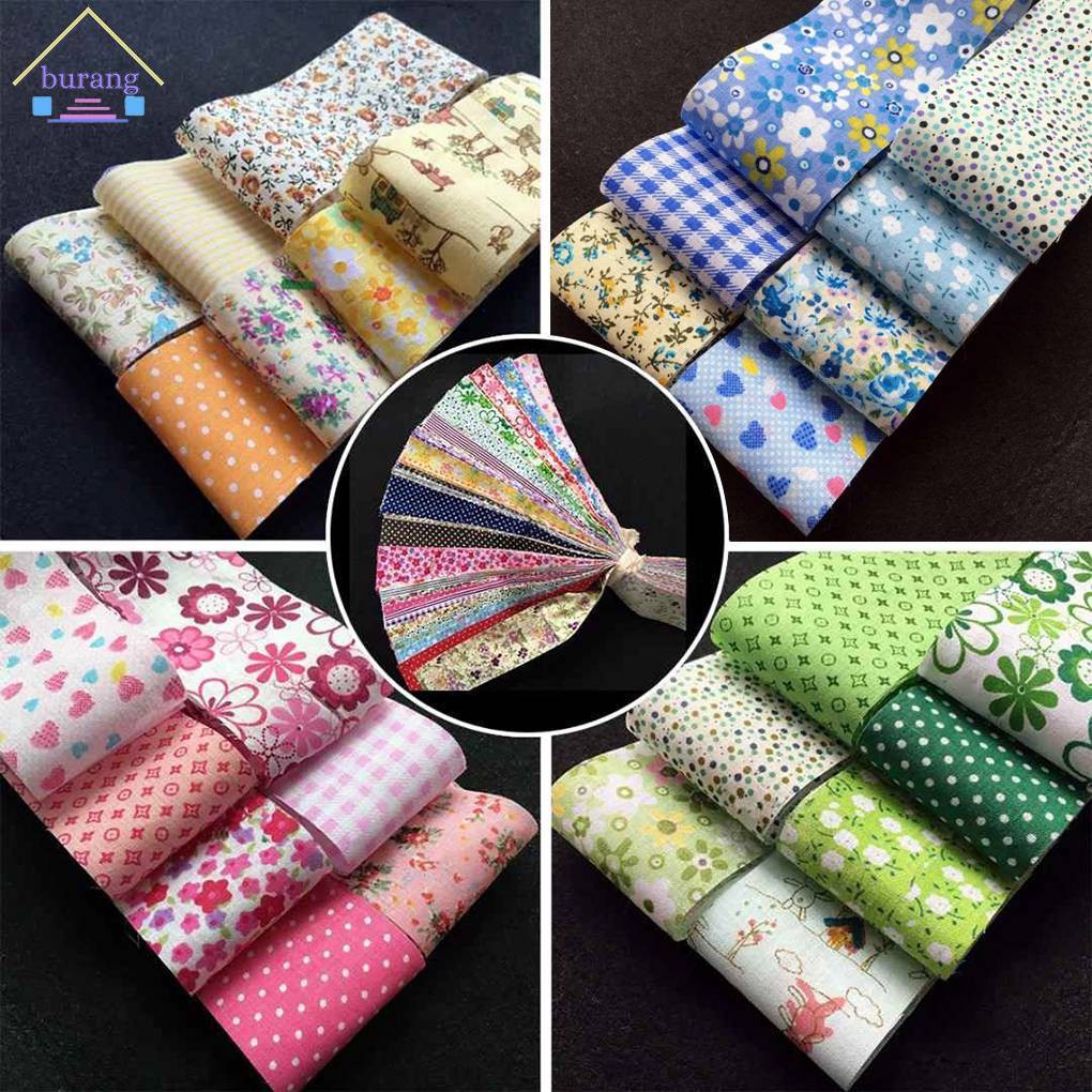 Set 30 miếng vải cotton họa tiết chấm bi/ in hoa dùng may vá thủ công