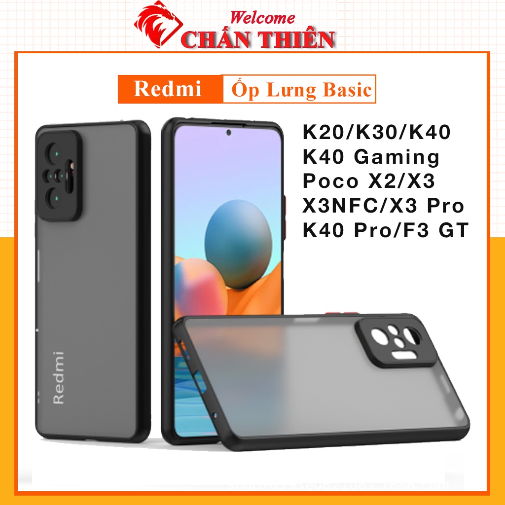 Ốp lưng redmi K40 Pro K30 K20 Gaming 10C POCO C40 X2 X3 NFC X3 Pro Mi 9T Pro nhám basic đen lịch lãm [Ốp-Basic]