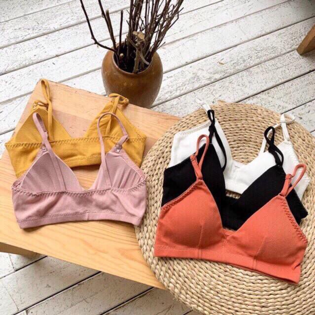 Áo Lót Bra Bralette Cotton Gân 901