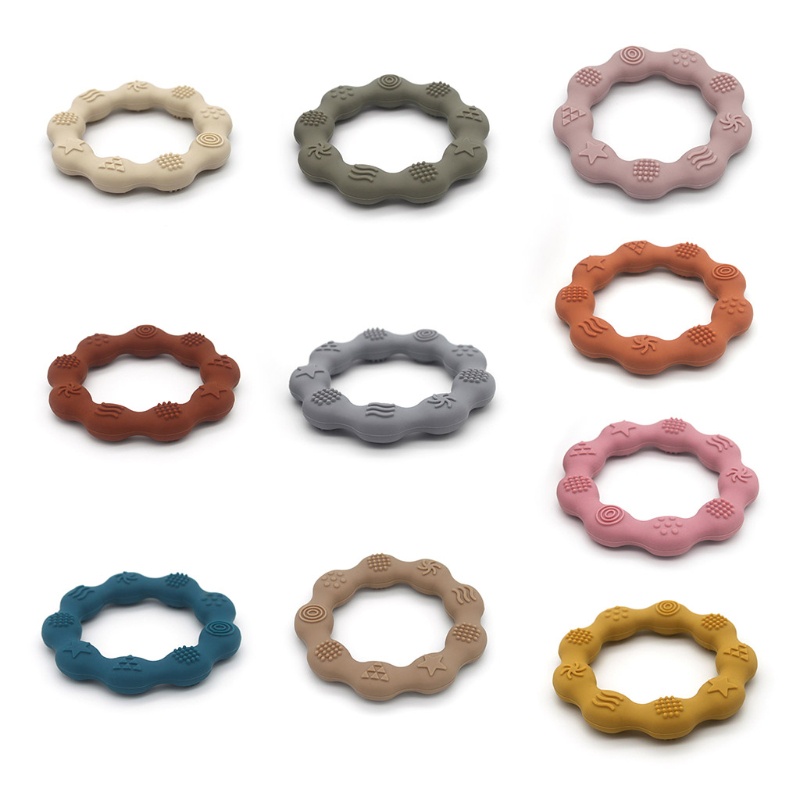 Vòng Tay Silicone Kết Cấu Chạm Khắc Đồ Ăn An Toàn Cho Bé Gặm Răng