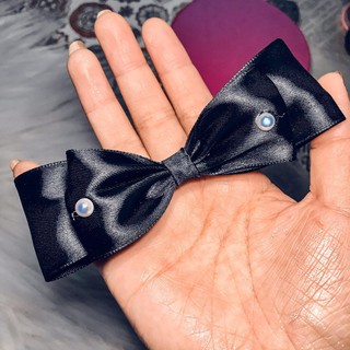 CỘT TÓC NƠ RUY BĂNG LỤA ĐÍNH HẠT HANDMADE mã CT07 - [Nhà Nấm handmade]
