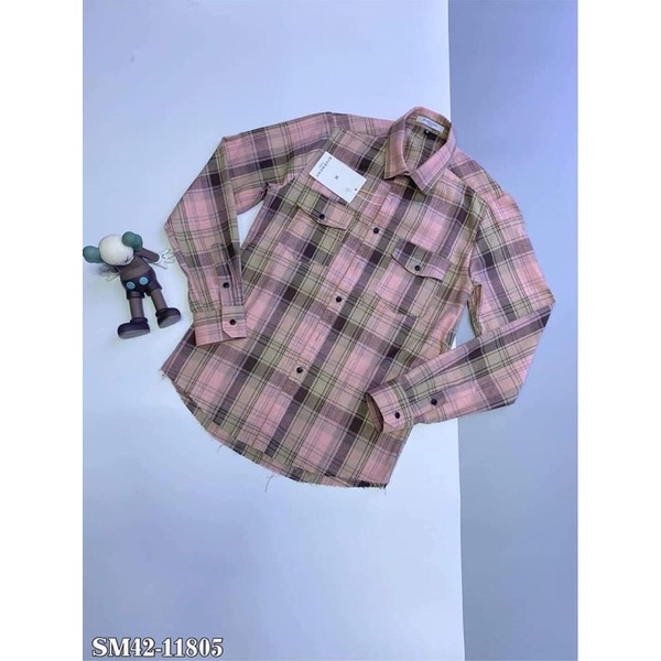 Áo sơ mi kẻ 2 túi ngực , sơ mi nam kẻ pha màu giá dễ phối đồ -T016