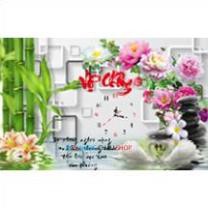 Tranh thêu đồng hồ Vợ Chồng Thiên Nga 3D LV3144