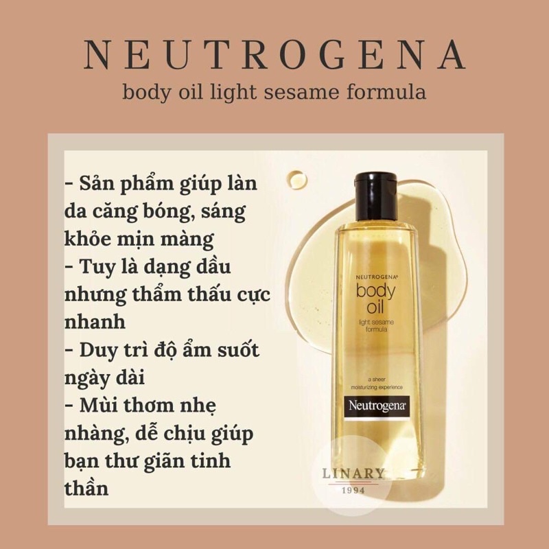 Dầu dưỡng toàn thân Neutrogena Body Oil Light Sesame