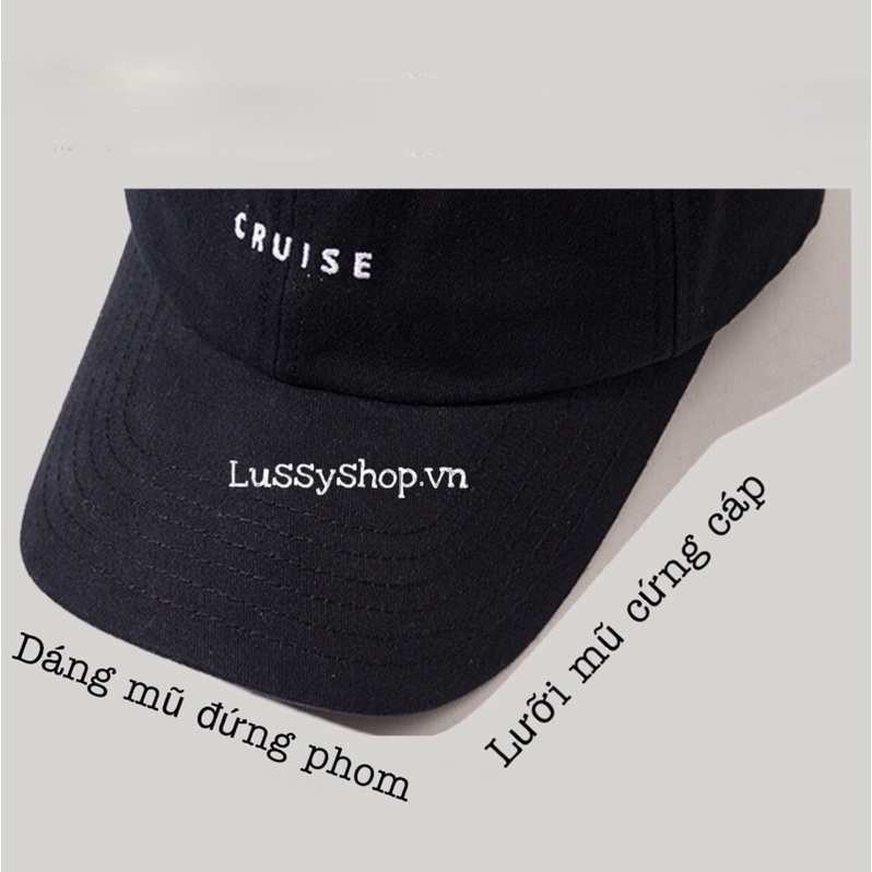MŨ LƯỠI TRAI UNISEX VẢI COTTON PHONG CÁCH HÀN QUỐC THÊU CHỮ CRUISE FREESIZE