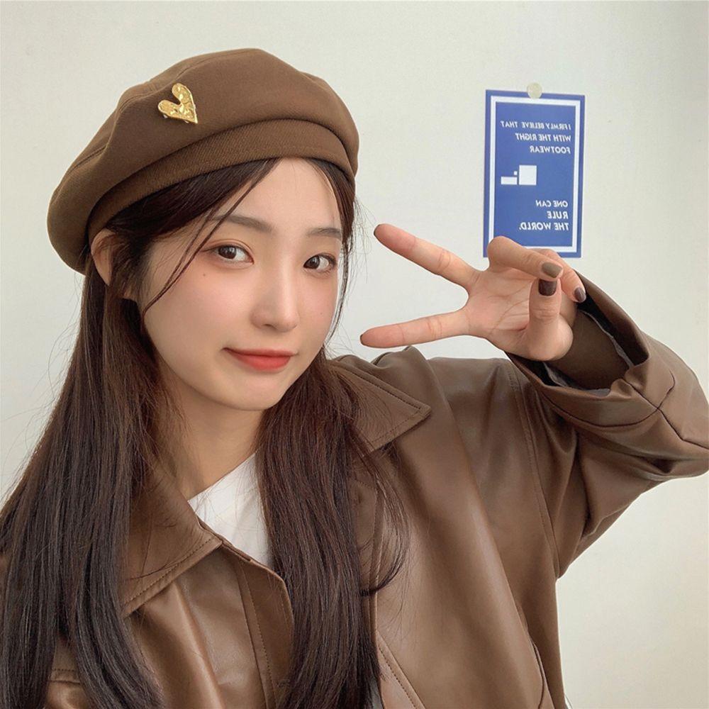 Mũ Nồi Bằng Polyester Màu Trơn Thoải Mái Thời Trang Thu Đông Phong Cách Hip Hop Hàn Quốc Cho Nữ