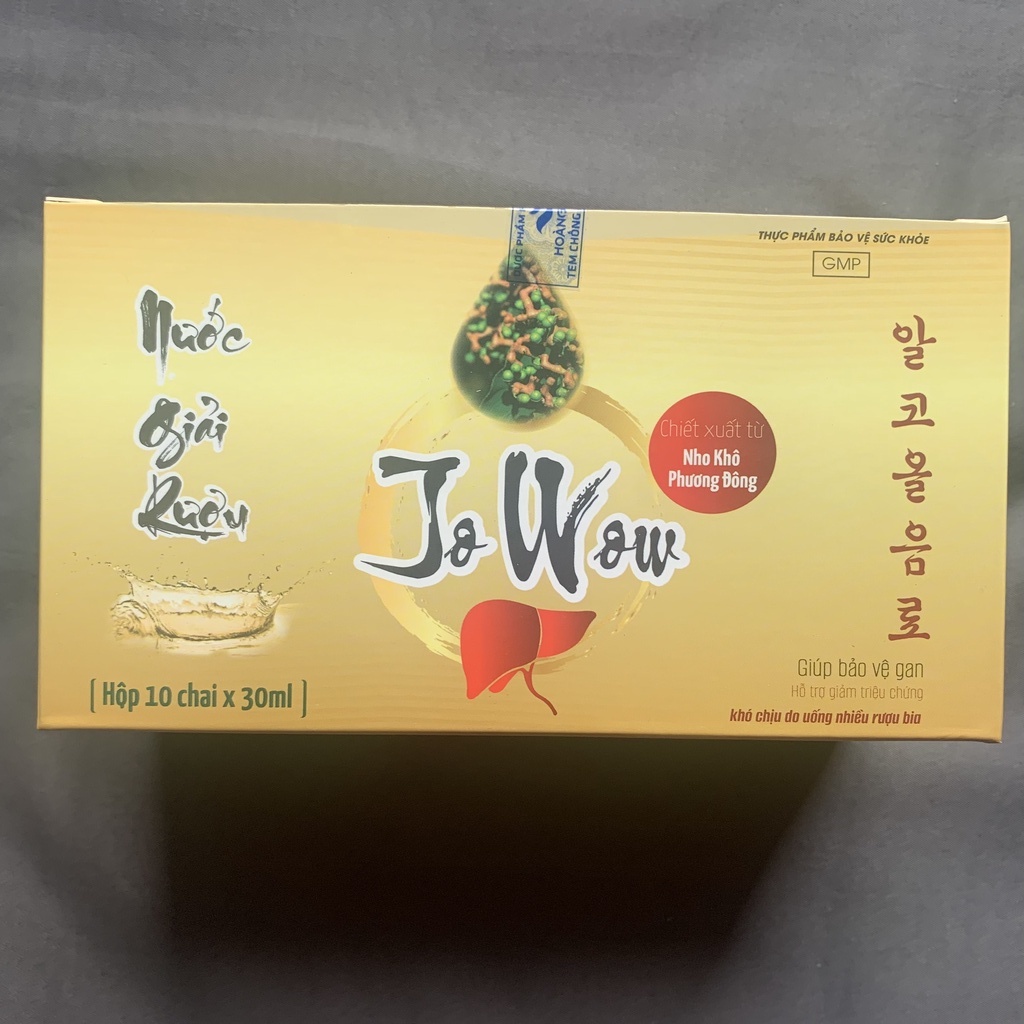 Nước giải rượu Jowow hộp 10 chai bảo vệ gan, giảm khó chịu do say bia, rượu